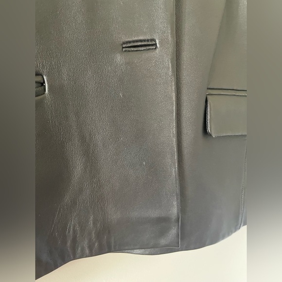 Margaret Godfrey Classic Black Leather Jacket with Button Front - Picture 7 of 9